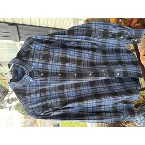 Roundtree & Yorke Men's Casual Button-Down Plaid Shirt, Large